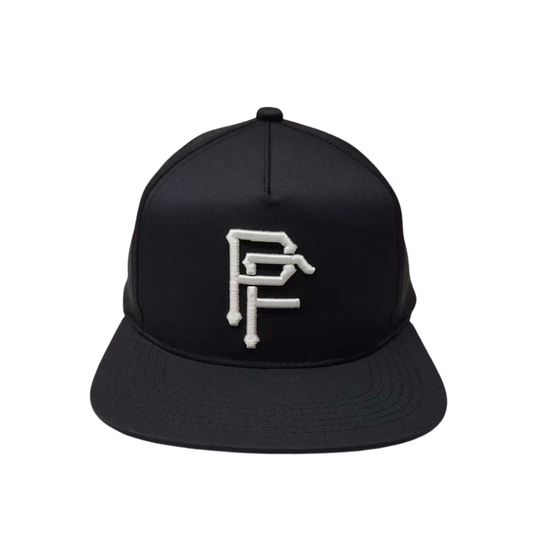 PF 5-Panel Flat Brim Hat — Black