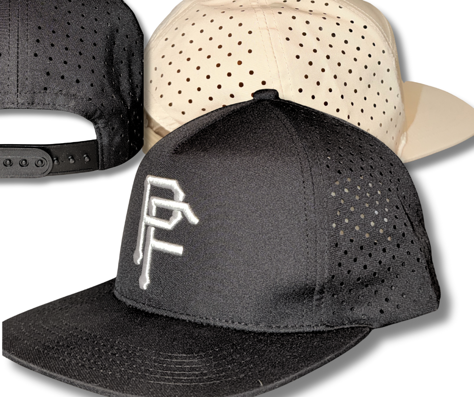 PF 5-Panel Flat Brim Hat — Black