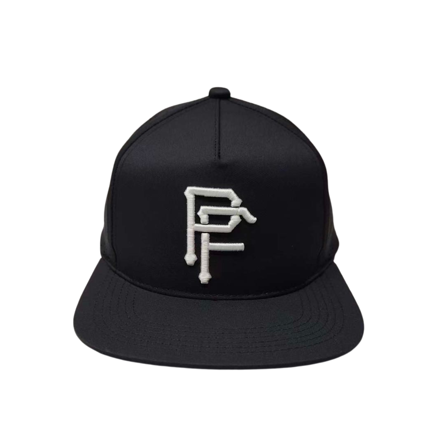 PF 5-Panel Flat Brim Hat — Black